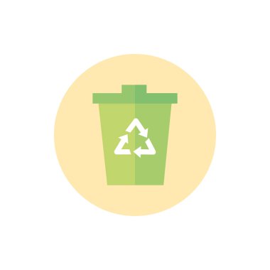 trash can recycle green energy block icon