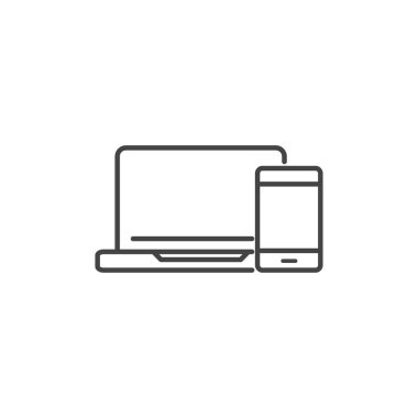 laptop smartphone technology icon line design