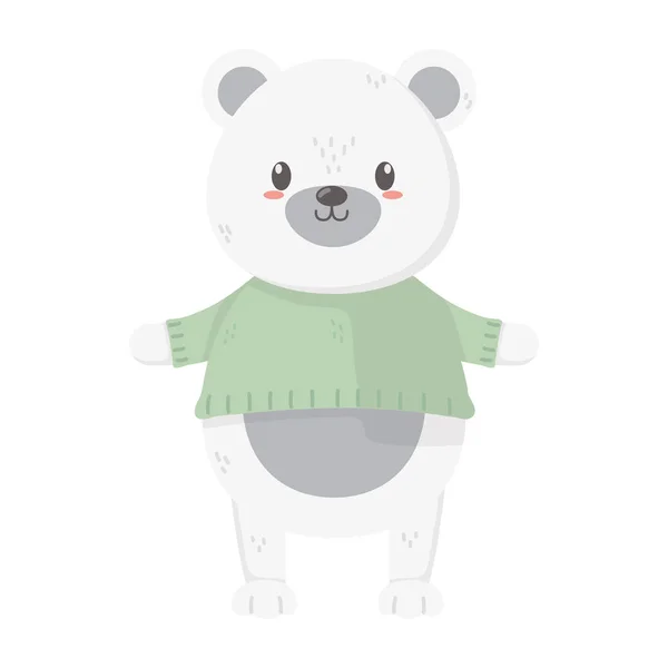 Polar bear with sweater celebration merry christmas — стоковый вектор