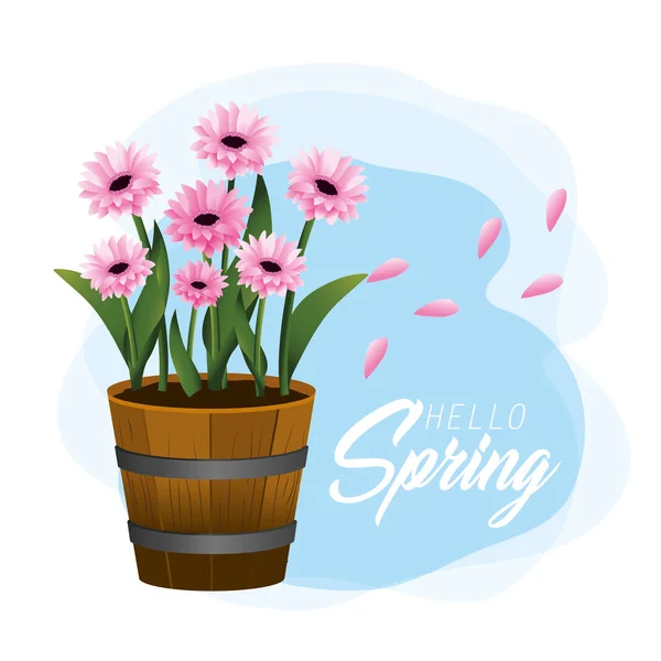 Spring beauty flowers plants with leaves — стоковый вектор