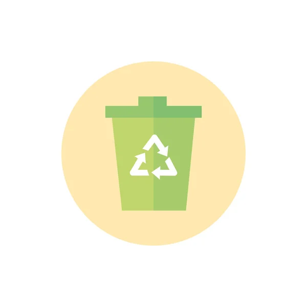 Trash can recycle green energy block icon — Stok Vektör