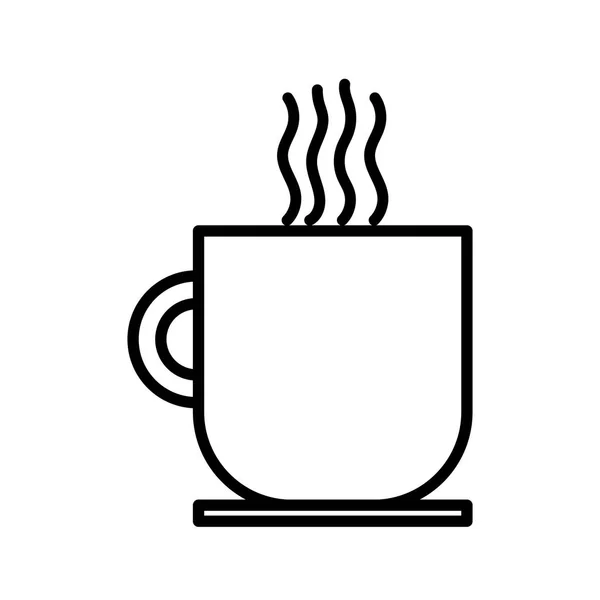 Hot coffee cup on dish beverage icon thick line — Wektor stockowy