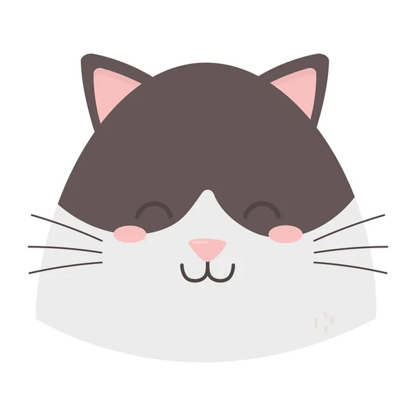 Cute cat black and white head — Stock vektor