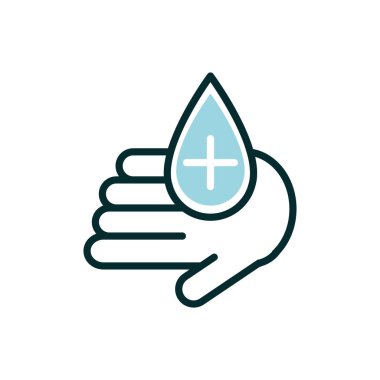 hand with drop blood donation medical icon line fill