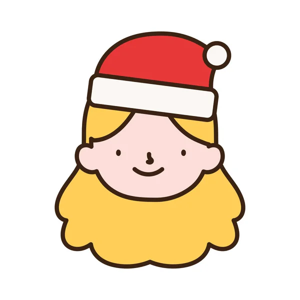 Весела різдвяна дівчинка з капелюхом Санти — стоковий вектор