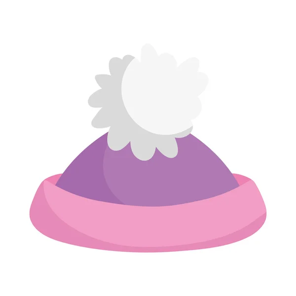 Warme hoed met pom pon accessoire icoon — Stockvector