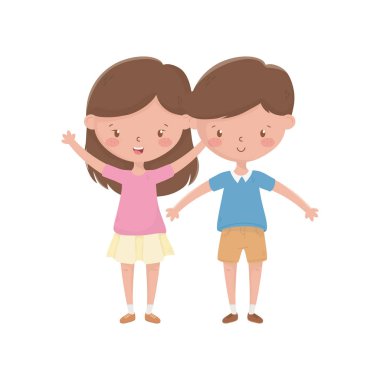 kız ve erkek çizgi film vektör tasarımı