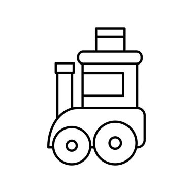 toy kids train wagon on white background thick line