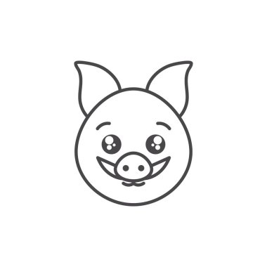 cute wild pig woodland animal line style icon
