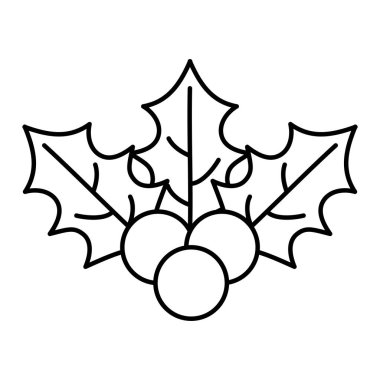 holly berry decoration celebration merry christmas thick line