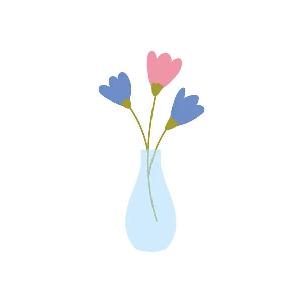 Glass vase flowers decoration ornament icon — Vector de stock