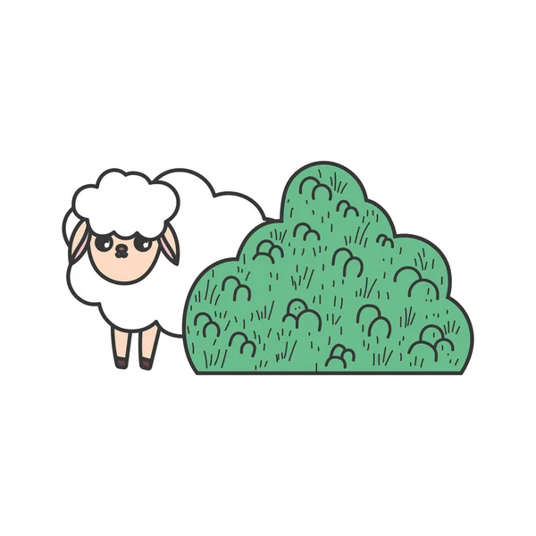 Sheep bush nature cartoon design — Stockvektor