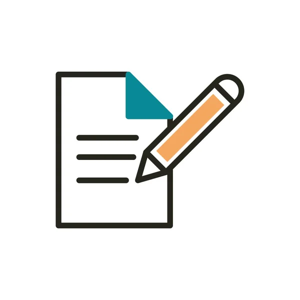 Document writing pen web development icon line and fill — Stockový vektor