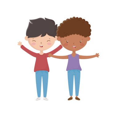 İzole çocuklar çizgi film vektör tasarımı