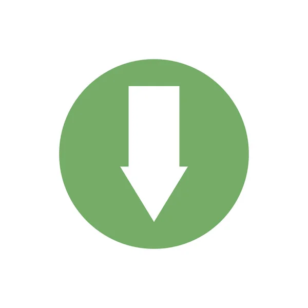 Icon of down arrow in color circle — Vetor de Stock