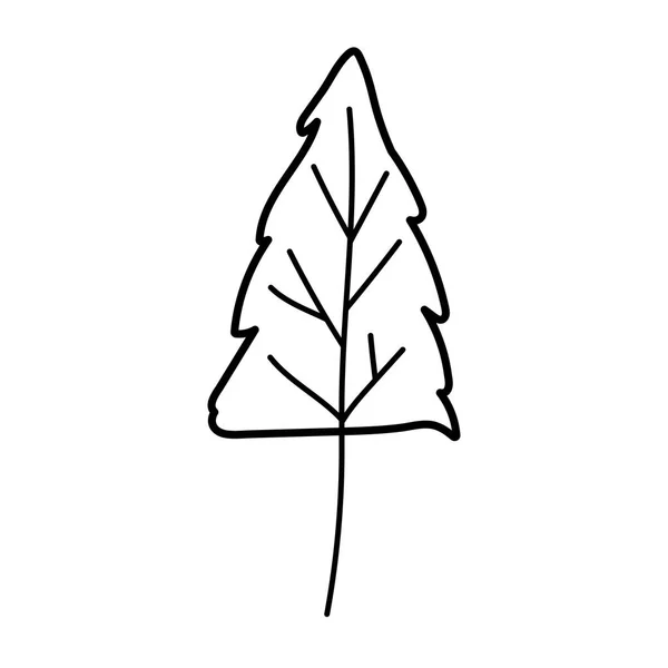 Pine tree foliage autumn on white background thick line — 스톡 벡터