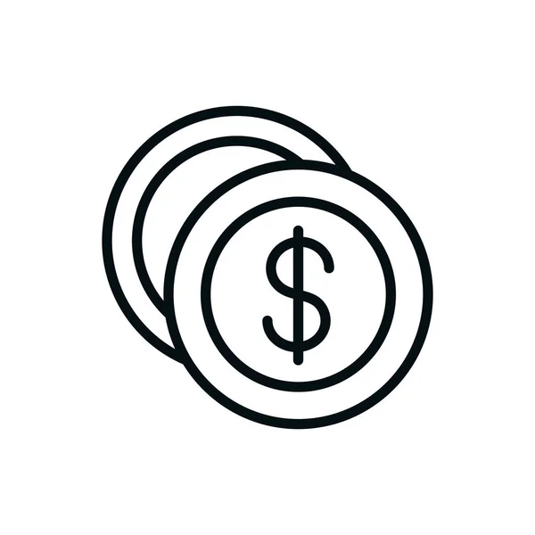 Money coins currency shopping line style — ストックベクタ