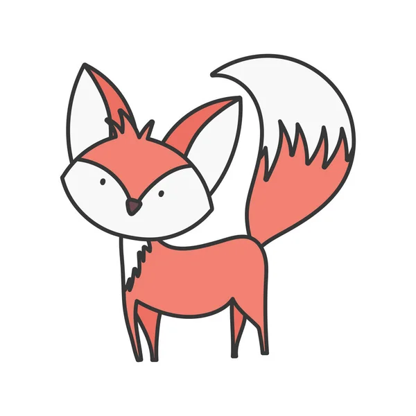 Roztomilý liška s velkým ocasem stojící na bílém pozadí — Stockový vektor