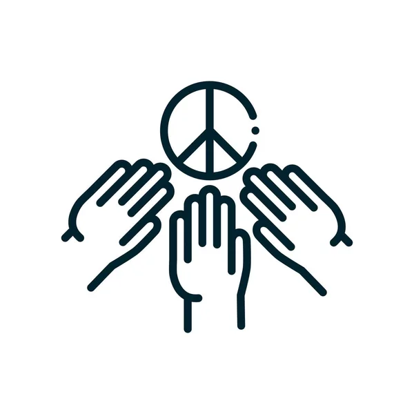 Hands community peace and human rights line — Stok Vektör