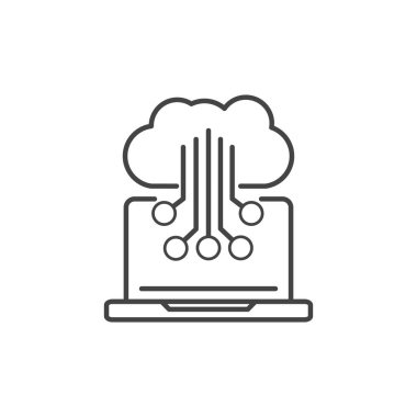 laptop electronic circuit technology icon line design
