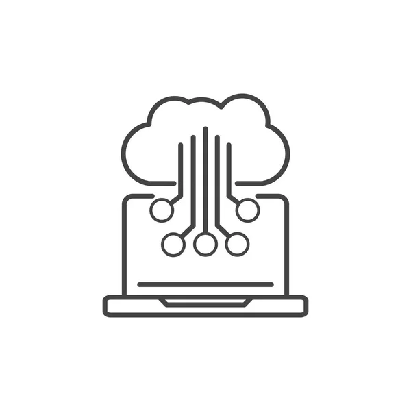 Laptop electronic circuit technology icon line design — Stockvector