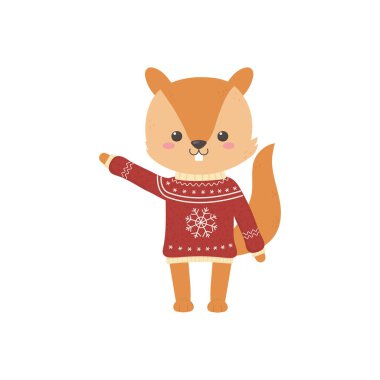 merry christmas celebration cute squirrel with sweater decoration