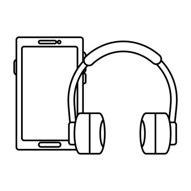 smartphone with music player application and earphones
