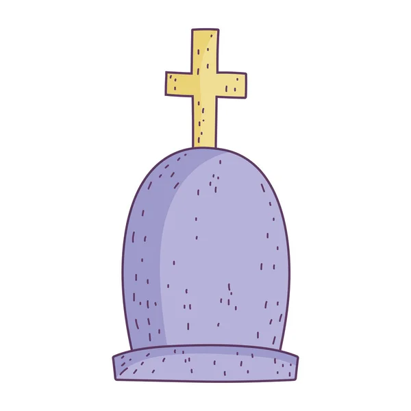 Gravestone with cross cemetery icon — Wektor stockowy