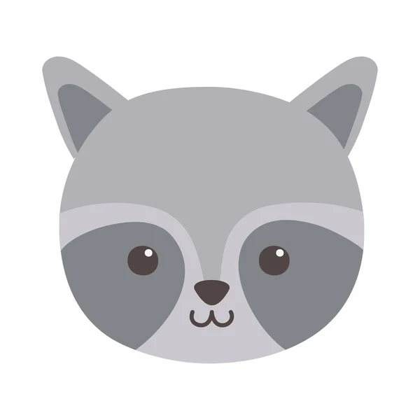 Cute raccoon head animal on white background - Stok Vektor