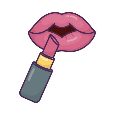 Beyaz arkaplanda makyaj dudakları ve ruj simgesi