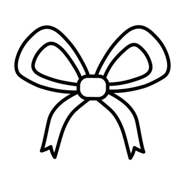 bow ribbon decoration white background thick line