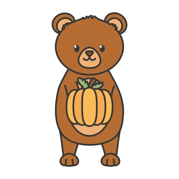 Cute bear holding pumpkin autumn — Wektor stockowy