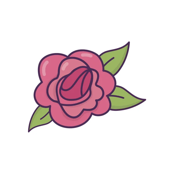 Rose flower delicate icon on white background — Stock vektor