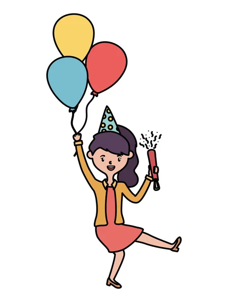 Woman with happy birthday balloons vector design — Stockový vektor