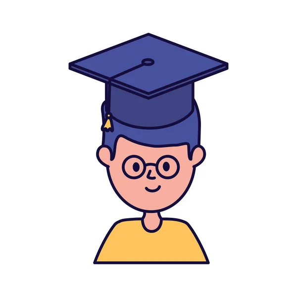 Boy student graduation hat school learning online — Archivo Imágenes Vectoriales