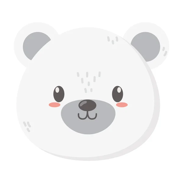 Orso polare faccia animale icona bianco sfondo — Vettoriale Stock