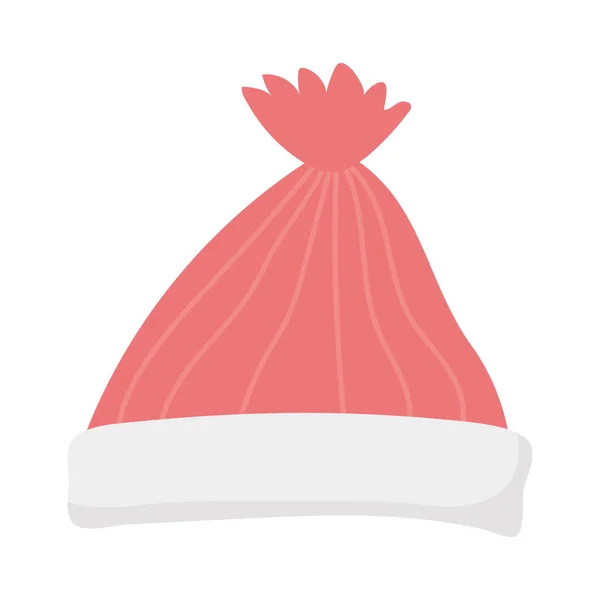 Red warm hat celebration merry christmas — Vetor de Stock