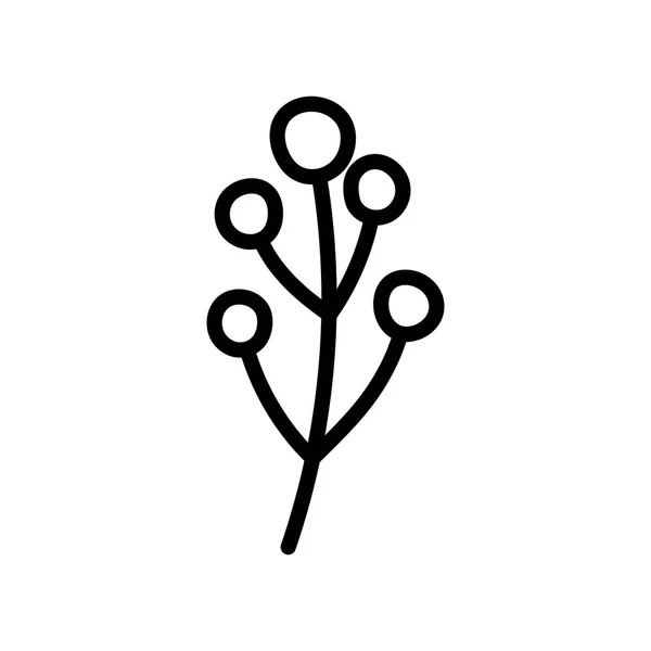Bacche ramo natura fogliame decorazione icona spessa linea — Vettoriale Stock