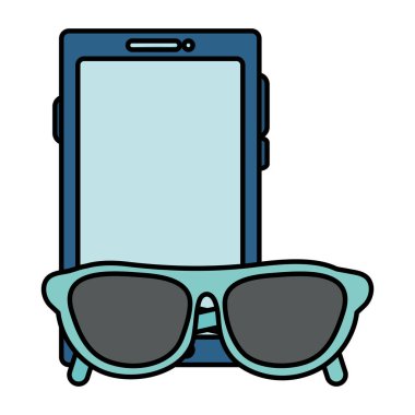 Yaz güneş gözlüğü simgelerine sahip akıllı telefon