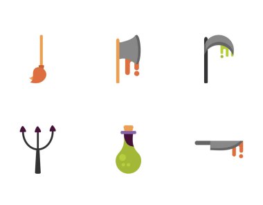 set of icons trick or treat happy halloween