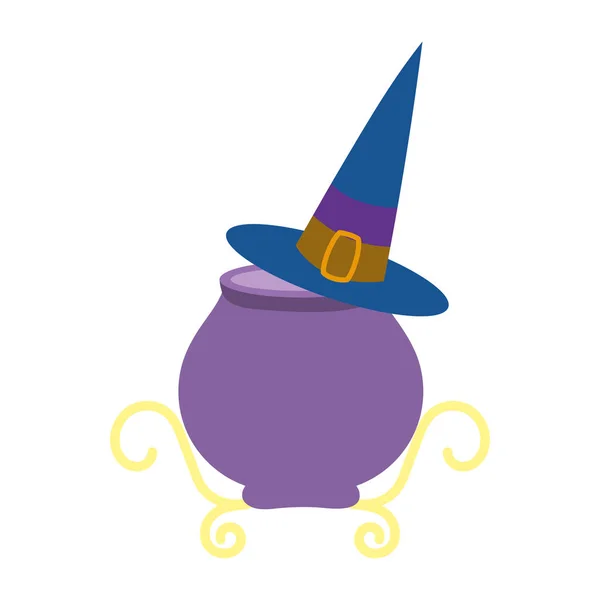 Happy halloween potion de fête cauldron chapeau de sorcière — Image vectorielle