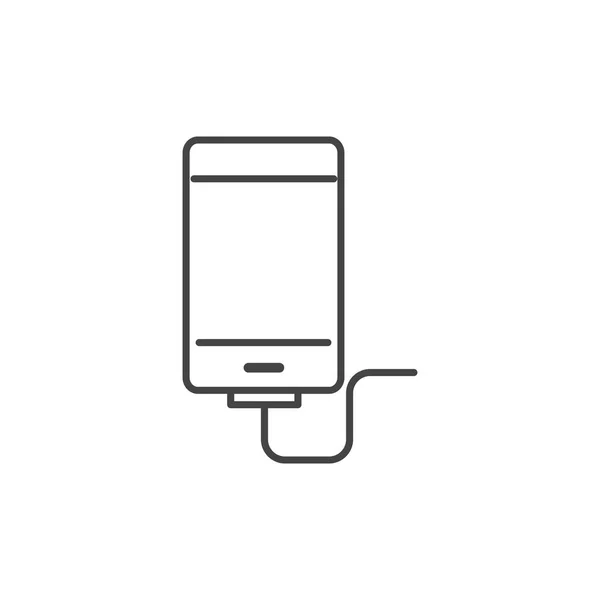 스마트폰 충전 케이블 기술 아이콘 라인 디자인 — 스톡 벡터