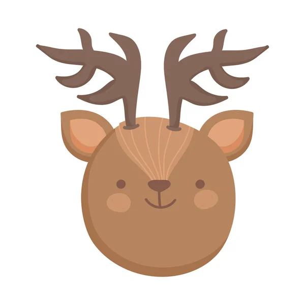 Cute reindeer head cartoon animal — Stock Vector