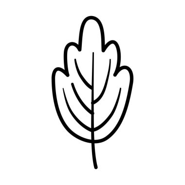 Beyaz arka planda yaprak yaprakları kalın çizgi