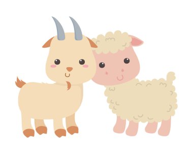 Goat and sheep cartoon vector design