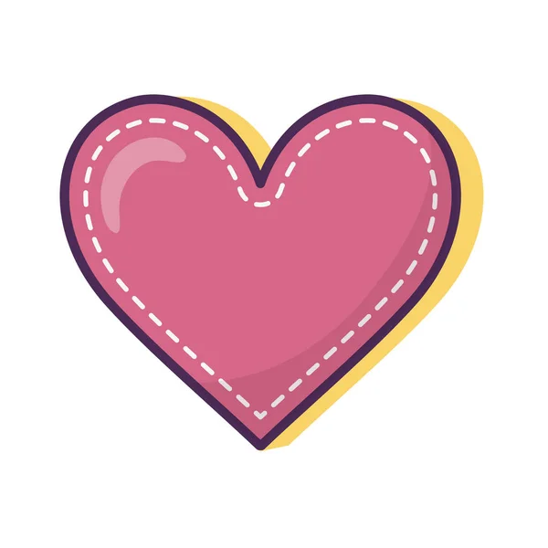 Heart love romantic icon on white background — Vetor de Stock