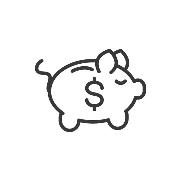 Piggy banco financiar dinheiro ícone linha grossa — Vetor de Stock