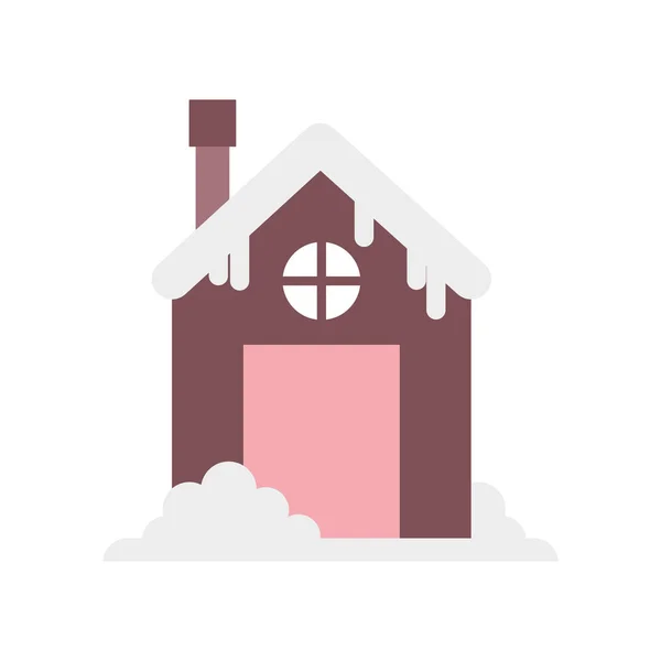 Dům s komínem a sněhem design — Stockový vektor
