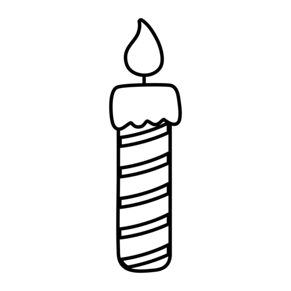燃烧条纹蜡烛装饰欢乐圣诞系列风格 — 图库矢量图片