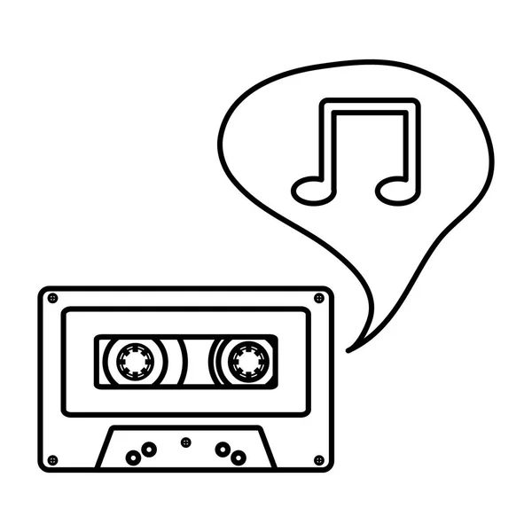 Retro-Musikkassette mit Sprechblase und Noten — Stockvektor